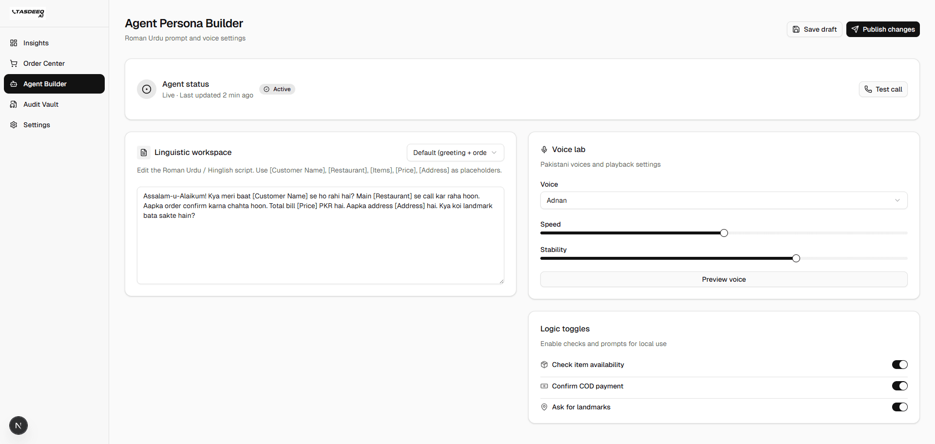 Voice agent builder